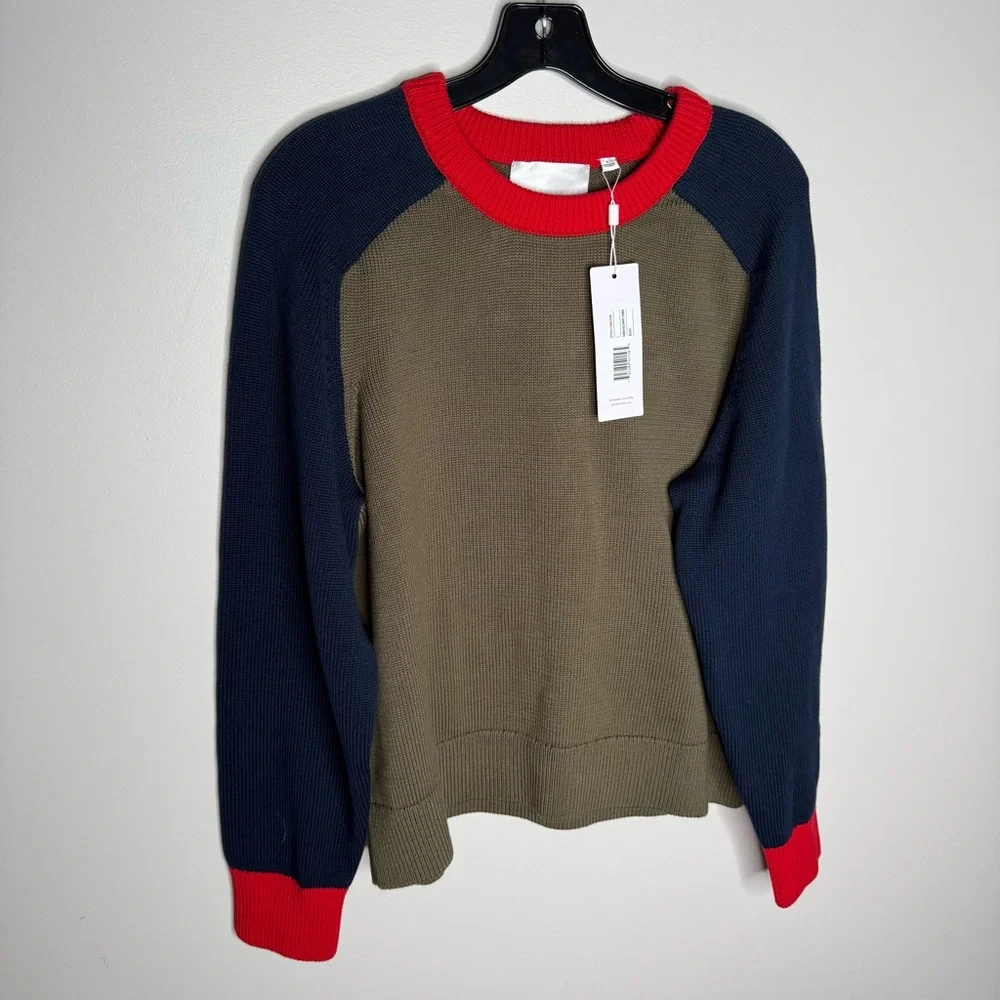 525 America green red navy Colorblock Crewneck Sweater - Picture 2 of 3